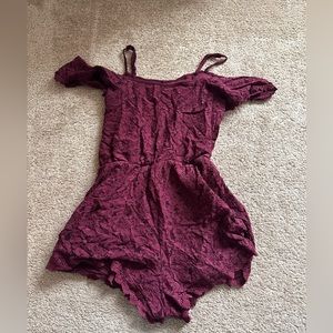 Maroon lace romper